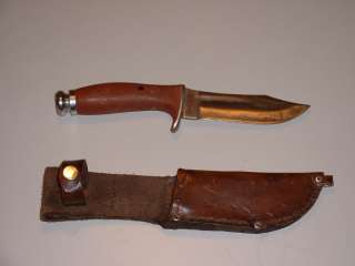 hunting knife with leather sheath  