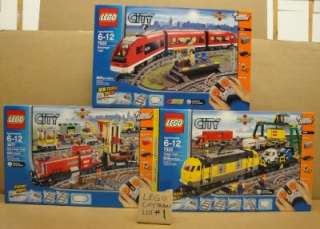 NEW 3pc LEGO CITY Motorized RC Cargo Train Set 7939 Passenger 7938 