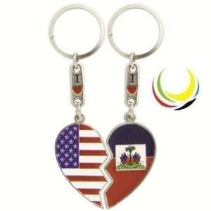  Keychain USA & HAITI HEART 