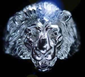 Lion Ring 18K white gold vermeil Jewelry Pick your size  