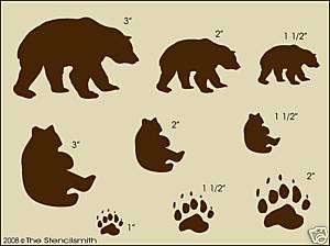 749 STENCIL Bears cabin country black hunting lodge  