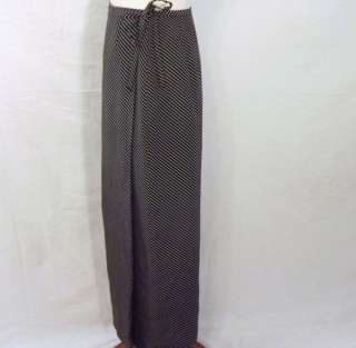 Talbots pure silk skirt long wrap black & white lined angle stripes 