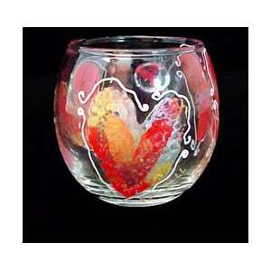  Hearts of Fire Design   Hand Painted   5 oz. Votive w 