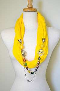 Infinity Loop Circle Eternity Necklace Jersey Scarf Jewelry Beads 