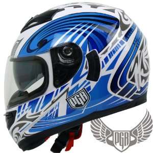 PGR Dual Visor Full Face Motorcycle Helmet DOT Approved (Small, White 