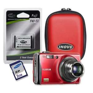   Inov8 Red Hard Camera Case, Spare Inov8 NP 50 Battery & Samsung 2GB SD