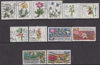 Berlin Plants Flowers 10 used semi postal sets 1974//85 cv $43.10 