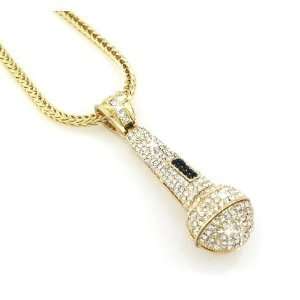  Hip Hop Bling Gold Tone Plated Mic Best Raper Pendant with 