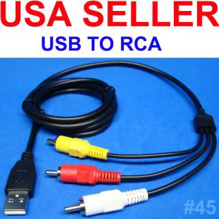 MALE USB 2.0 TO 3 RCA JACKS A/V ADAPTER CABLE US SELLER 837654148228 