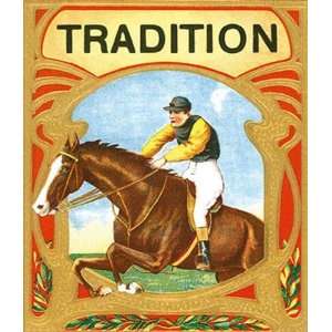  TRADITION HORSE JUMPING HORSEBACK CRATE LABEL CANVAS 