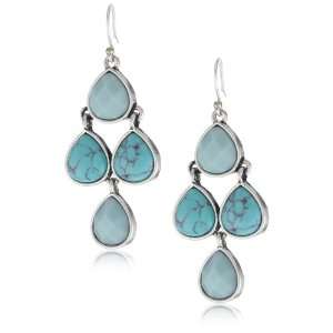 Lucky Brand Campania Ears Silver Tone Blue Set Stone Earrings