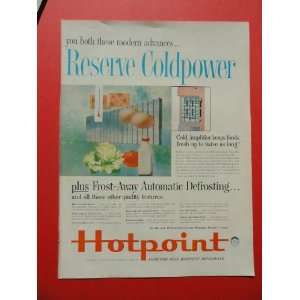  Hotpoint, 1959 print ad(milk/eggs/tomato)original magazine 