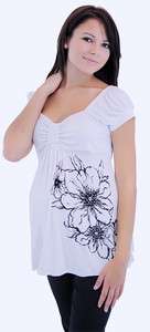 Pretty Maternity Top With Flower Design on side S M L XL (Free 