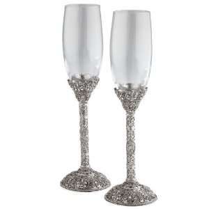 Olivia Riegel Chantilly Wedding Champagne Flute Pair With Hand Set 