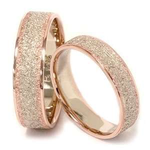   Hers Brush Finish Two Tone Wedding Bands 14K Whie & Rose Gold Jewelry