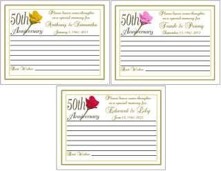   Anniversary Rose Wish Advice Memory Cards Personalized Party Favors