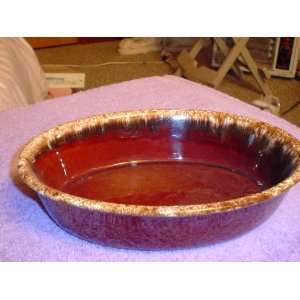  HULL POTTERY BROWN DRIP OVAL 10 SERVING DISH Kitchen 