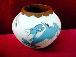 Vintage A. GONZALES SIGNED Mexico ART POTTERY BOWL Urn HAND PAINTED 