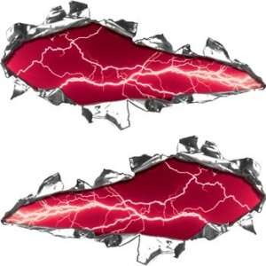  Ripped / Torn Metal Look Decals Lightning Pink   9 h x 18 