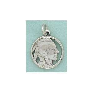    Sterling Silver Charm 13/16 in tall Indian Head Nickel Jewelry