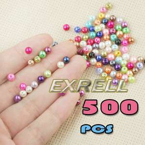   Mixed Colour Round Glass Pearl Loose Beads 4mm Spacer Fit Jewelry