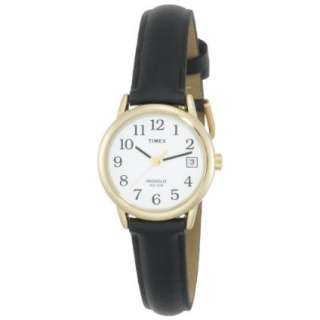 Timex Womens T2H341 Easy Reader Black Leather Strap Watch   designer 