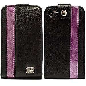  SumacLife Black Purple Wallet Leather Carrying Case for iPod Touch 