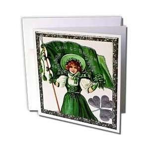   Irish Lady and Flag (Vintage)   Greeting Cards 6 Greeting Cards with