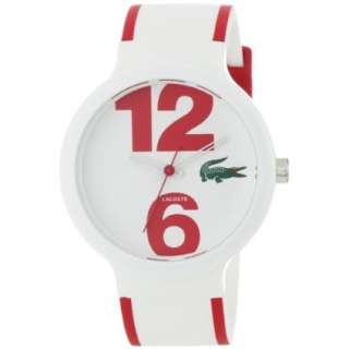 Lacoste Womens 2010544 GOA White with Red Edging Strap Watch 