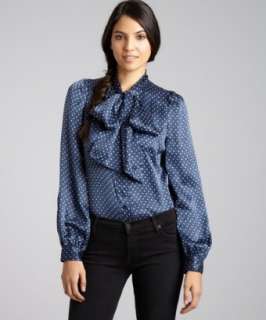 See By Chloe blue star print silk bow neck blouse   