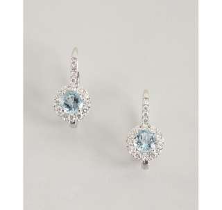 Armadani aqua and diamond round halo earrings