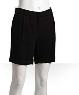 BCBGMAXAZRIA black stretch wool blend pleated shorts