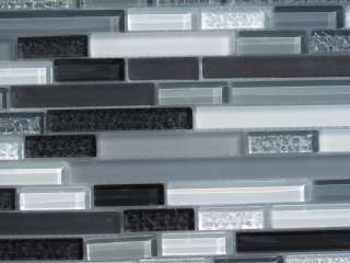 Gray Horizontal Mosaic Glass Tile / 55 sq ft / Kitchen Backsplash 