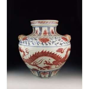  one Blue&Red Underglaze Porcelain Vase, Chinese Antique 