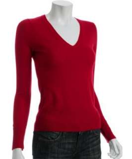 CeCe crimson cashmere v neck sweater   