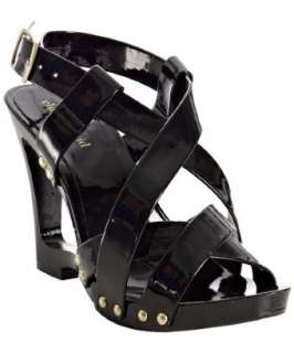 Charles David black patent leather Jester cut out wedges   