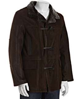Cole Haan brown shearling toggle coat   