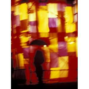 Umbrella with Wall of Lights, Seattle, Washington, USA Premium 