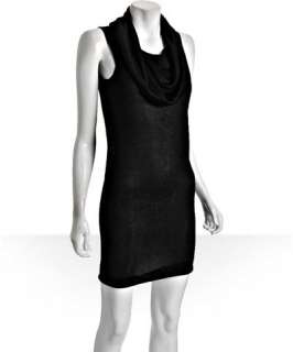 Halston Heritage black knit cowl neck sleeveless dress