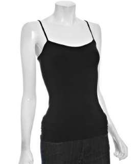 Three Dots black stretch nylon seamless ruched camisole   up 