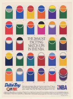 1993 Dutch Boy Paint 28 NBA Basketball Team Colors Match Up Print Ad 