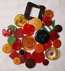 GROUP OF 30 VINTAGE BAKELITE BUTTONS MULTI COLO​R, INLAY