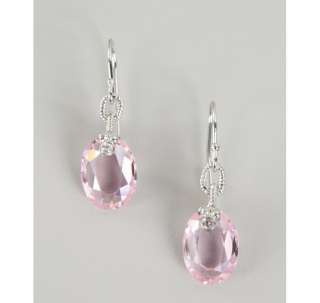 Judith Ripka pink crystal and white sapphire Olivia oval earrings