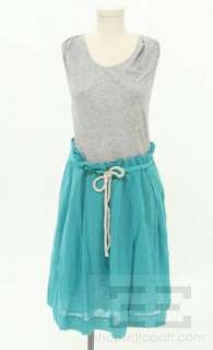 Phillip Lim Grey And Teal Cotton Rope Tie Dress Size 10 NEW  