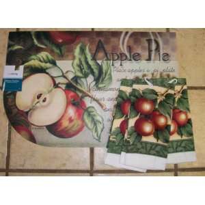   kitchen rug with 3 Matching Apple Dish Towels  Kitchen