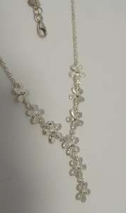 NEW Sterling Silver Flower Charm Necklace & Bracelet Set $210  
