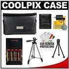 nikon coolpix camera case aa batteries charger tripod for l21