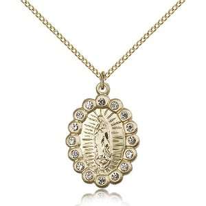  Gold Filled O/L Our Lady of Guadalupe Medal Pendant 1 x 5 