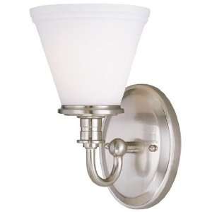  16651PS/FRO Bastien Wall Lamp, Polished Steel with Frosted Glass Shade
