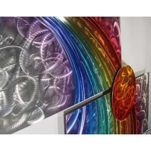  Large Rainbow Art Multi Panel Fine Art Painting on Metal 